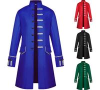 OPAEHJF - Giacca gotica steampunk medievale vintage da uomo - Trench con bottone singolo - Giacca autunnale casual per la festa di Halloween, blu, XL