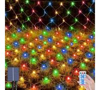 OPAHUTER 96 LEDs Luci a Rete Solare per Esterni, 1.5 x 1.5 M Impermeabili Rete Luminosa con 8 Modalità, Telecomando, LED Rete di Luci, Rete Luminosa per Natale Festa Giardino Albero Recinzione