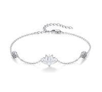 Opal Lotus Bracciale in argento Sterling con ciondolo a forma di fiore di loto, ideale come regalo per donne