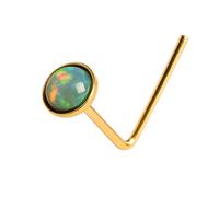 Opale oro naso borchia verde oro 9 ct 22 g (0,6 mm) 2,5 mm L piegato piercing...