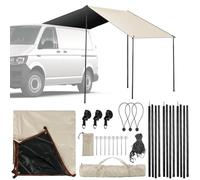 Opaltool Tendalino Auto, 2,4 m x 2,4 m Tenda da Sole Universale con Tiranti, Pali di Sostegno, Ventose e Picchetti, 2 Modalità di Installazione per Camper Van Motorhome RV SUV