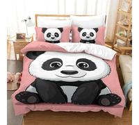 OPANZYYDE Panda Set Di Biancheria Da Letto 3D Con, 3 Pezzi Copripiumino Con Chiusura Lampo,Copripiumino Morbido in Microfibra,Copripiumino Con Federe Single（140x200cm）