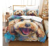 OPANZYYDE Poodle Dog 3D Stampato Copripiumini Con Federa Morbida Microfibra Copripiumino Con Cerniera Set Da Letto Adatto Ai Bambini Adulti Arredamento Per La Camera King（220x240cm）