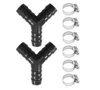 Opatiny Adattatore a Y per tubo flessibile per lavatrice e lavastoviglie, 3 in 1, raccordo in PVC Dual Connect 19-20 mm con 6 morsetti, nero e grigio, set da 2