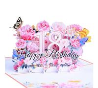 Opatiny Biglietto di auguri pop up di buon compleanno per il 50/60/70/80° compleanno biglietto di auguri 3D per lei nonna fiore biglietto di compleanno pop-up con busta