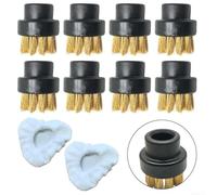 Opatiny Kit accessori per pulitore a vapore, 8 spazzole rotonde e 2 panni in microfibra, per scopa a vapore Dupray per aree difficili da raggiungere, in acciaio inox