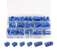 Opatiny Kit di morsettiera a vite per montaggio su PCB, 100 pezzi, 2P, 3P, 4P, passo 5,08 mm, blu, per cavi 18-26AWG, 150V 6A, compatibile con Arduino GPIO, DAQ, schede IO