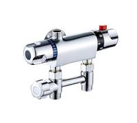 Opatiny Miscelatore termostatico per doccia, compatibile con scaldabagno solare, in lega di zinco cromato, 20 cm, design compatto per ingresso caldo e freddo