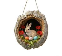 Opatiny Moderno ciondolo in legno a forma di coniglietto pasquale, 30 cm, multicolore, decorazione da appendere per porta, parete, finestra, ornamento festivo del giardino primaverile (GJ831-012)