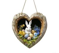 Opatiny Moderno ciondolo in legno a forma di coniglietto pasquale, 30 cm, multicolore, decorazione da appendere per porta, parete, finestra, ornamento festivo del giardino primaverile (GJ831-002)