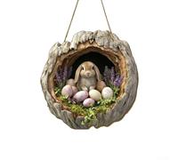 Opatiny Moderno ciondolo in legno a forma di coniglietto pasquale, 30 cm, multicolore, decorazione da appendere per porta, parete, finestra, ornamento festivo del giardino primaverile (GJ831-010)