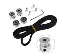 Opatiny Puleggia dentata a 20 denti e set cinghia dentata da 6 mm, cinghia in gomma e alluminio da 2 metri, foro a doppia flangia da 5 mm, per sistemi di motori lineari F8M6 con ruote folli