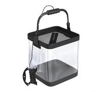 Opatiny Secchio da pesca pieghevole trasparente con pompa di ossigeno integrata, portatile, con rete a prova di fuga, PE ad alta pressione per acqua dolce e salata (D)