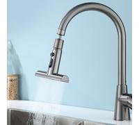 Opatiny Spruzzatore per rubinetto a cascata con 3 modalità di spruzzo, ugello estensibile per lavello da cucina, finitura argento