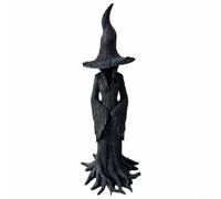 Opatiny Statua strega mistica della foresta, decorazione gotica per Halloween, statuetta in resina, con radici antiche, cappello a punta, dipinto a mano (piccolo)