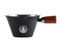 Opatiny Tazza dosatrice per espresso con manico in legno, in acciaio inox, doppio beccuccio, per caffè, segni di capacità trasparenti, materiale 304, argento