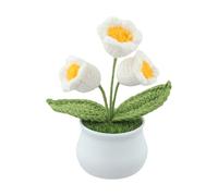 Opatiny Vaso di fiori artificiali lavorato a mano all'uncinetto, in lana, per la decorazione della casa, altezza 14 cm, per la decorazione naturale delle piante da interno