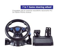 Opatiny Volante USB Gaming per Switch, per Xbox, per PS4, PS3, PC con vibrazione feedback, design ergonomico, compatibile con giochi multi-piattaforma, nero