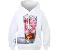 OPCALIS 3D Printed Bambini Felpa con Cappuccio Cherry Coke Hoodie Drinks Pullover Manica Lunga Casual mit Tasche 11-13Y