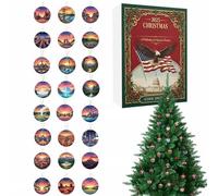 Opdestn Calendario 'Avvento Di Natale 2025 | 24-Giorni Ciondolo 2D per Avvento e Natale | Countdown Con Decorazioni Monumenti Americani | Per Finestra Porta Albero Borsa Interno Camera Da Festa