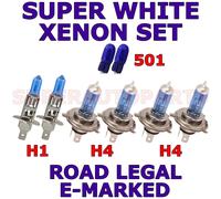 Opel Astra 1991-1997 Set Di 2X H1 H4 501 Super Bianco Xenon Lampadine