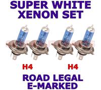 Opel Belmont Berlina 1985-91 Set Di 2X H4 Super Bianco Xenon Lampadine