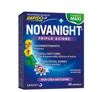 NOVANIGHT Tripla Azione Sonno Rigenerante, Integratore Alimentare con Melissa e Melatonina per Dormire, Senza Glutine, 30 Compresse, Non Induce Dipendenza