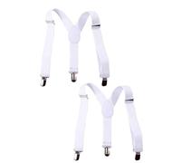 Opemg 2 bretelle bianche per bambini, ragazze, ragazzi, bretelle elastiche regolabili con clip a Y con clip in metallo, per ragazzi e ragazze, per bambini regolabili, bretelle elastiche a forma di Y