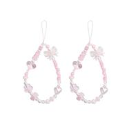 Opemg 2 pezzi rosa perline acriliche cinghie per telefono cellulare anti-perso ciondolo corda appeso corda telefono polso cordino casa cellulare charms pulsante adesivi accessori decorativi
