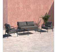 OPEN.AIR Set da Giardino Bellagio, Salotto in Alluminio Antracite, 5 Posti con Divano, Poltrone e Tavolino