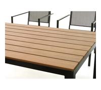 OPEN.AIR Set da Pranzo da Giardino, Tavolo Oregon 150x80 cm con 4 Sedie in Textilene, Marrone