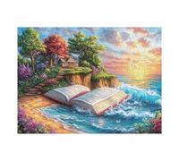Open Book Ocean Wave Rompicapo 500 Pezzi Per Nonni E Nipoti Cartone Rigido Esercizio Mentale Per Serate in Famiglia Da Passatempo Con Poster Incluso 500 PCS（52×38cm）