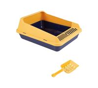 Open cats garbage tray, high -sided cat garbage box, easy cleaning, removable with high sides, domestic animal garbage trays, S blue yellow