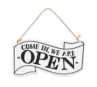 Open Closed Cartello 14x25 cm Cartello Aperto Chiuso Negozio Targa in Legno Apri e Chiudi il Cartello per Appendere Porta Come In We Are Open Come Again We Are Closed per Ristorante Caffetteria Bianco