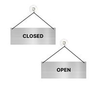 Open Closed - Cartello sospeso 16 cm x 6 cm, con ventosa, double face