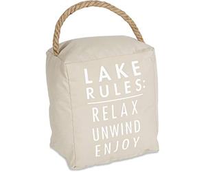 Open Door Décor lago regole: relax Unwind Enjoy tan fermaporta, beige