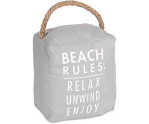Open Door Décor Pavilion Gift Company Fermaporta, Regole della Spiaggia: Relax Unwind Enjoy Fermaporta Grigio Chiaro, 12,7 x 15,2 cm