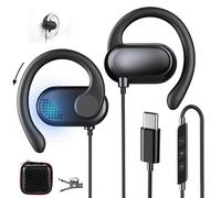 Open Ear Cuffie USB C Sport Gancio Regolabile Microfono e Controllo Volume Cuffie con Filo per Samsung Galaxy S25 Ultra S24 S23 A56 A16 iPhone 17 16 15 Pro Max Pixel 10 9 8 Auricolari da Ufficio Nero
