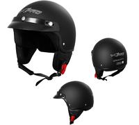 Open Face Demi Jet Helmet Peak Motorbike Scooter Visor SonicMoto Black Matt M
