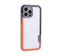Open-Frame Heat Dissipation for iPhone Case, Slim No Back Cover Two-Color Silicone Phone Case, Frameless Heat Dissipation Phone Case for iPhone 16 15 14 13 12 11 Series (iPhone 14 promax,BLACK+ORANGE)