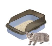 Open Litter Box - Odor Control Hygienic Leak-Proof Cat Pan , Easy To Clean Kitten Toilet , High Sided Pet Lavatory , Semi Enclosed Sand Basin , Low Entry Animal Commode | Waste Tray For Home Indoor U