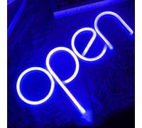 Open Neon Sign - Insegna Luminosa LED Scritte Neon Alimentate,neon per Decorare Party Bar Hotel Shop Cafe Restaurant Sala giochi(blu)