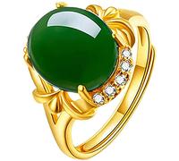 Open Ring Adjustable Faux Chalcedony Artificial Gemstone Alloy Retro Open Adjustable Ring for Birthday Nice processing