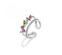 Open Ring Colorful Crystal Double Layer Ring Jewelry Dressing Accessory Birthday Gift For Women . Nice processing