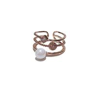 Open Ring Women Pearl Diamond Size Adjustable Wedding Ring Lady Jewelry Accessories Love Gift Silver Nice processing