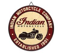 Open Road Brands Indian Motorcycle Company Stabiled 1901 - Targa rotonda in metallo, misura grande 50,5 cm per garage, negozio o uomo caverna