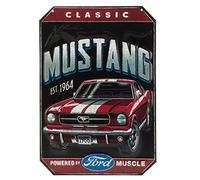 Open Road Brands - Targa in metallo vintage “Ford Classic '66 Mustang Embossed”, per garage, negozio o grotta uomo