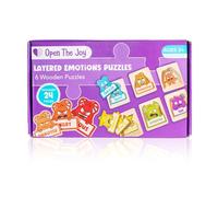 Open The Joy My Emotion Levels Peg Puzzle - Puzzle da 24 pezzi per bambini | Strumento di apprendimento SEL per identificare ed esprimere emozioni | Puzzle in legno per bambini dai 4 anni in su