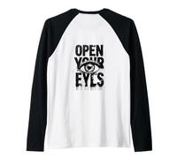 Open Your Eyes, Maglietta da Uomo da Donna con Occhi Aperti Maglia con Maniche Raglan