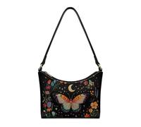 OPENARTUP Borsa ascellare in pelle da donna, con tracolla antifurto, graziosa e alla moda, piccola borsa con cerniera, per viaggi, allenamento, vita quotidiana, shopping, Farfalla e Luna